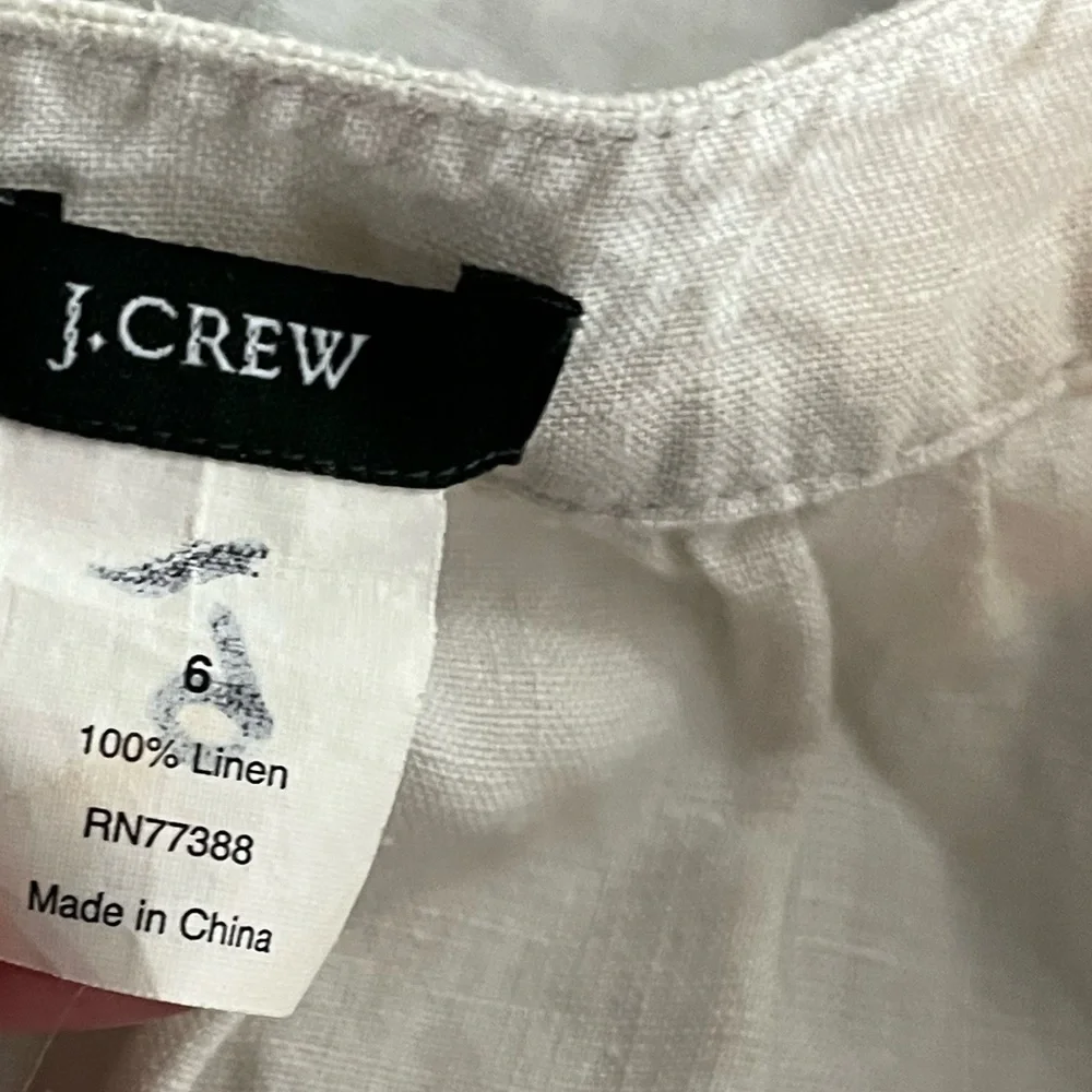 J. Crew Linen Cream Metallic Shimmer Collar Shift Dress
